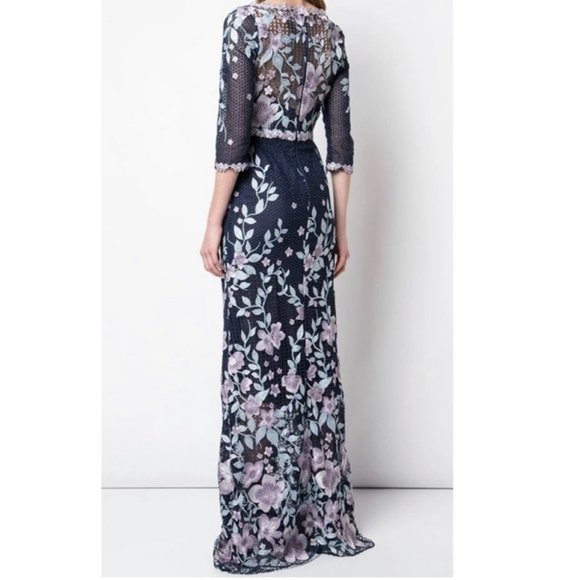 Marchesa Notte Floral Embroidered Guipure Maxi Dress - Picture 2 of 12
